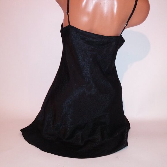 Edgemont Lingerie Chemise Slip Medium Black Leopard Sleeveless Sleepwear Preowne - Picture 9 of 11